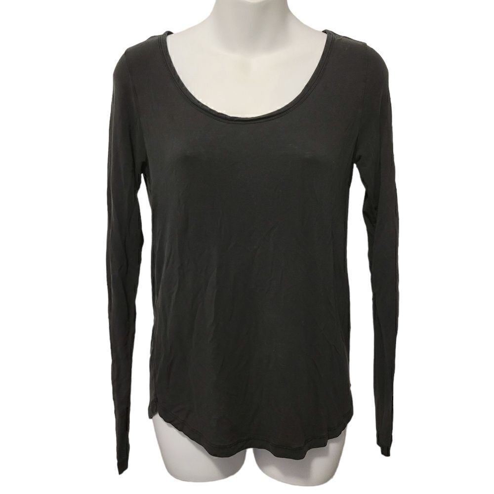 2/$20 Vintage Dark Grey Plain Top Blouse Made in Portugal Size: M